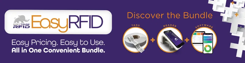 Grey Trunk EasyRFID bundle — RFID tags, a handheld reader, and asset tracking software sold together at one price.