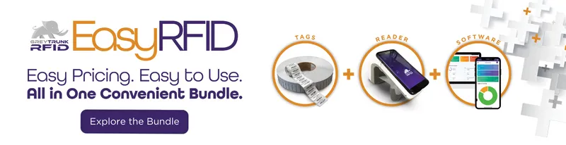 Grey Trunk EasyRFID bundle — RFID tags, a handheld reader, and asset tracking software sold together at one price.