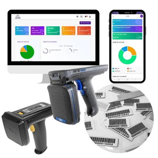 Grey Trunk EasyRFID bundle — RFID tags, a handheld reader, and asset tracking software sold together at one price.